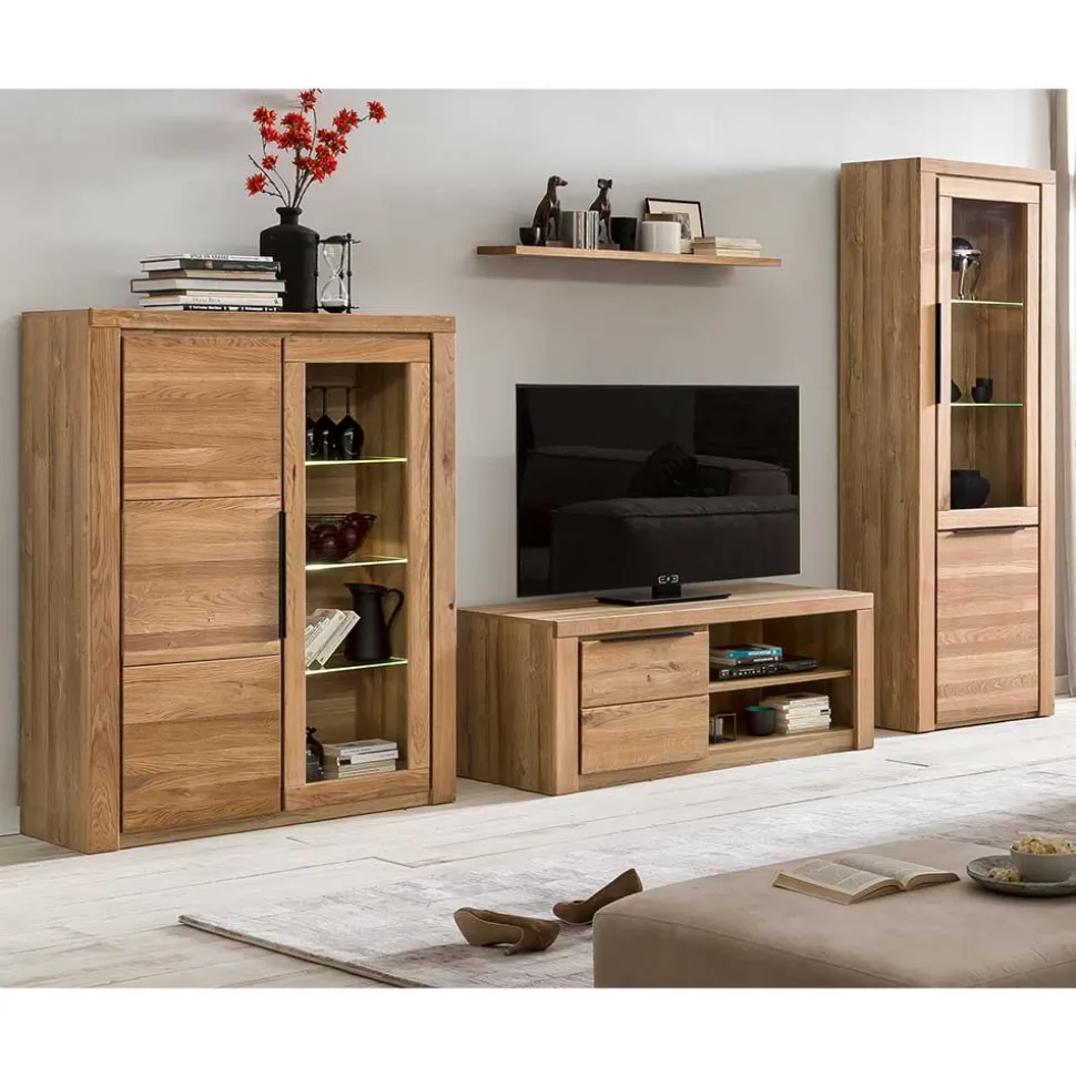 Wohnzimmer Anbauwand teilmassiv - Nelenia (vierteilig)