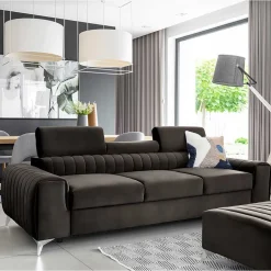Wohnzimmer Ausziehsofa in Dunkelbraun - Wega