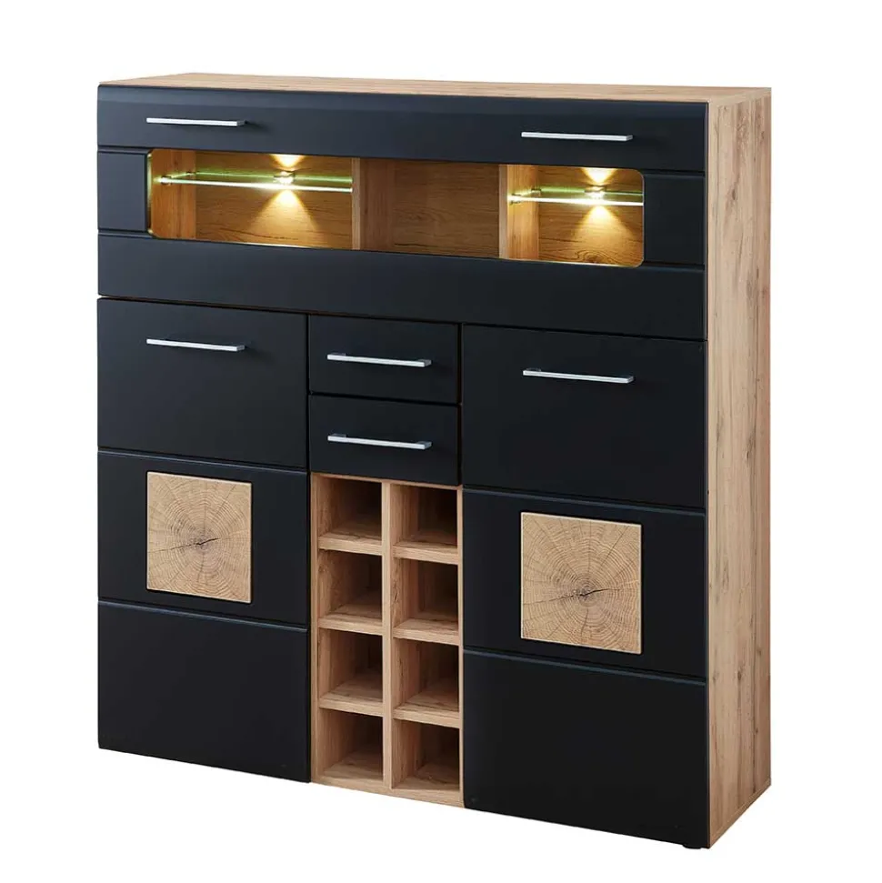 Wohnzimmer Barschrank in Schwarz & Wildeiche - Kandu