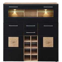 Wohnzimmer Barschrank in Schwarz & Wildeiche - Kandu
