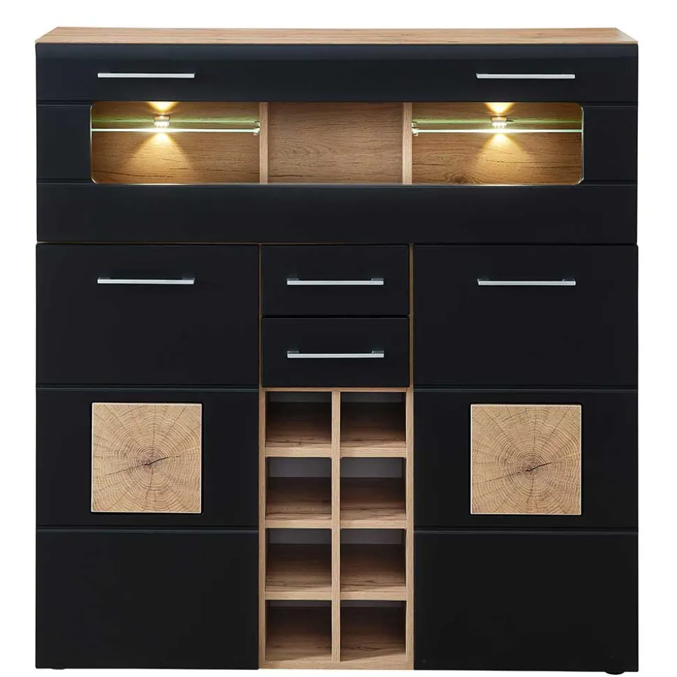 Wohnzimmer Barschrank in Schwarz & Wildeiche - Kandu