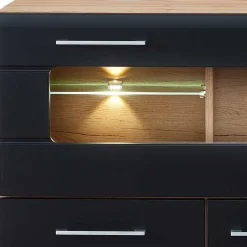 Wohnzimmer Barschrank in Schwarz & Wildeiche - Kandu