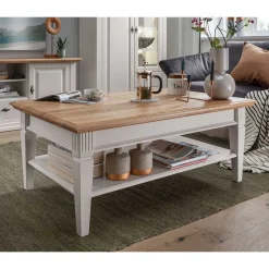 Wohnzimmer Couchtisch in Weiß & Eiche - Henry