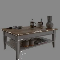 Wohnzimmer Couchtisch in Weiß & Eiche - Henry