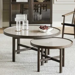 Wohnzimmer Couchtisch mit runder Keramikplatte - Wyola