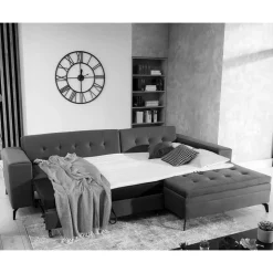 Wohnzimmer Eckcouch in Dunkelblau - Asbro