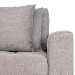 Wohnzimmer Ecksofa in Hellgrau mit Buche - Lelyo