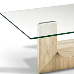 Wohnzimmer Glastisch auf Säulengestell mit Ablage - Durense