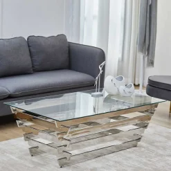 Wohnzimmer Glastisch mit Designgestell - Ludo