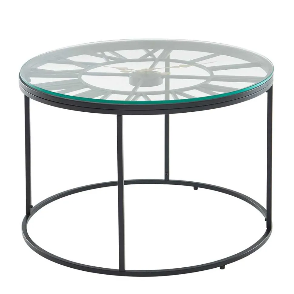 Wohnzimmer Glastisch mit Zifferblatt - Uhren Look - Jannios