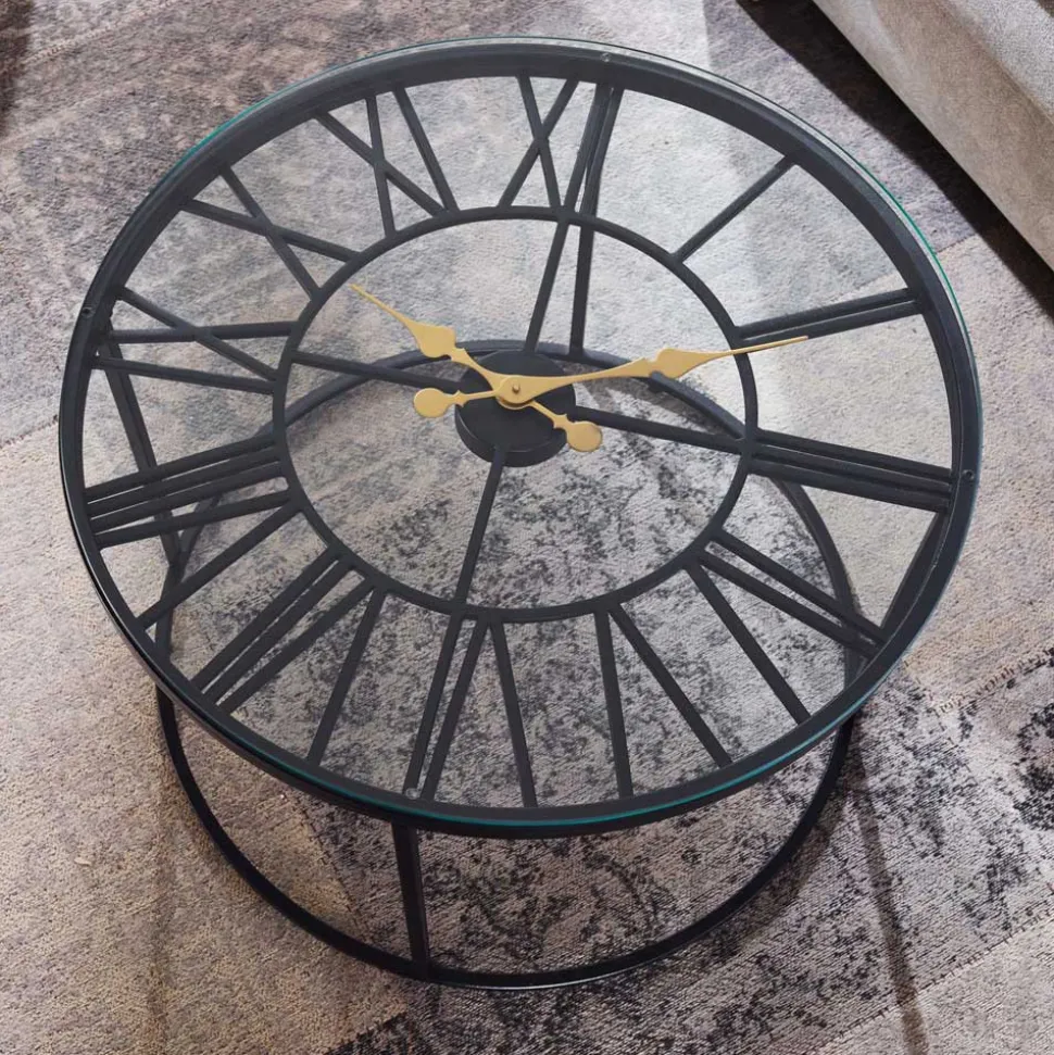 Wohnzimmer Glastisch mit Zifferblatt - Uhren Look - Jannios