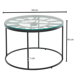 Wohnzimmer Glastisch mit Zifferblatt - Uhren Look - Jannios