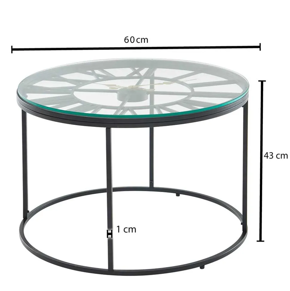 Wohnzimmer Glastisch mit Zifferblatt - Uhren Look - Jannios