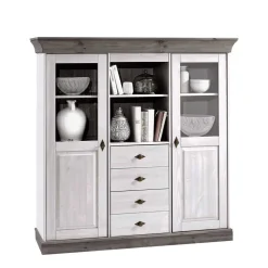Wohnzimmer Highboard Mirandesca in Grau Weiß