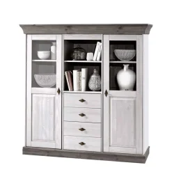 Wohnzimmer Highboard Mirandesca in Grau Weiß