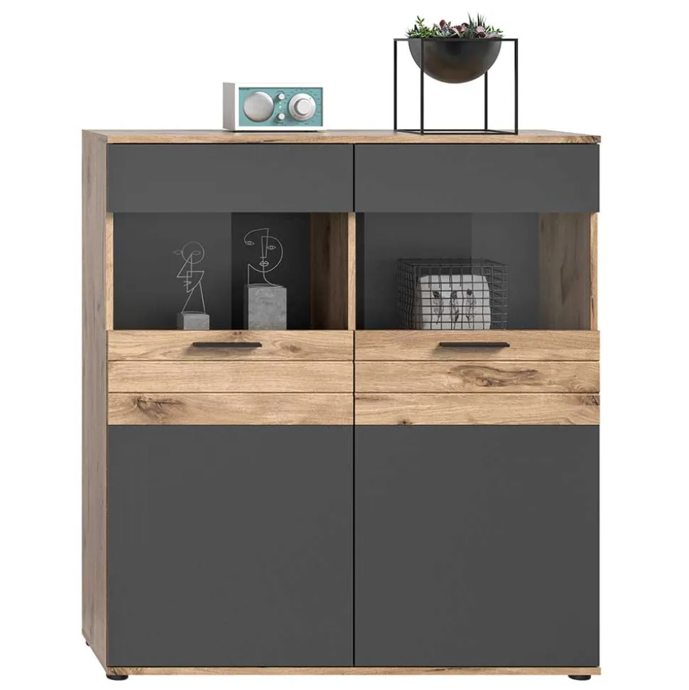 Wohnzimmer Highboard mit Glaseinsätzen - Lucios