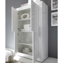 Wohnzimmer Highboard Sogno in Hochglanz Weiß