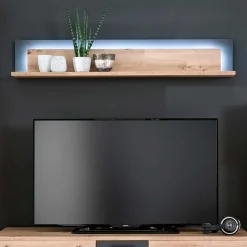 Wohnzimmer Hängeboard in Eichefarben & Grau - Vecenda