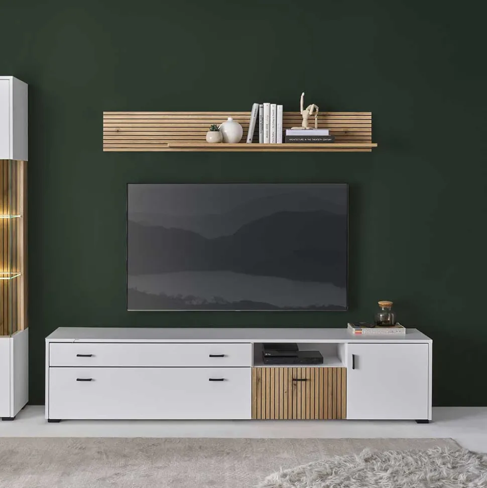 Wohnzimmer Hängeboard in Wildeiche Optik - Nenaloro