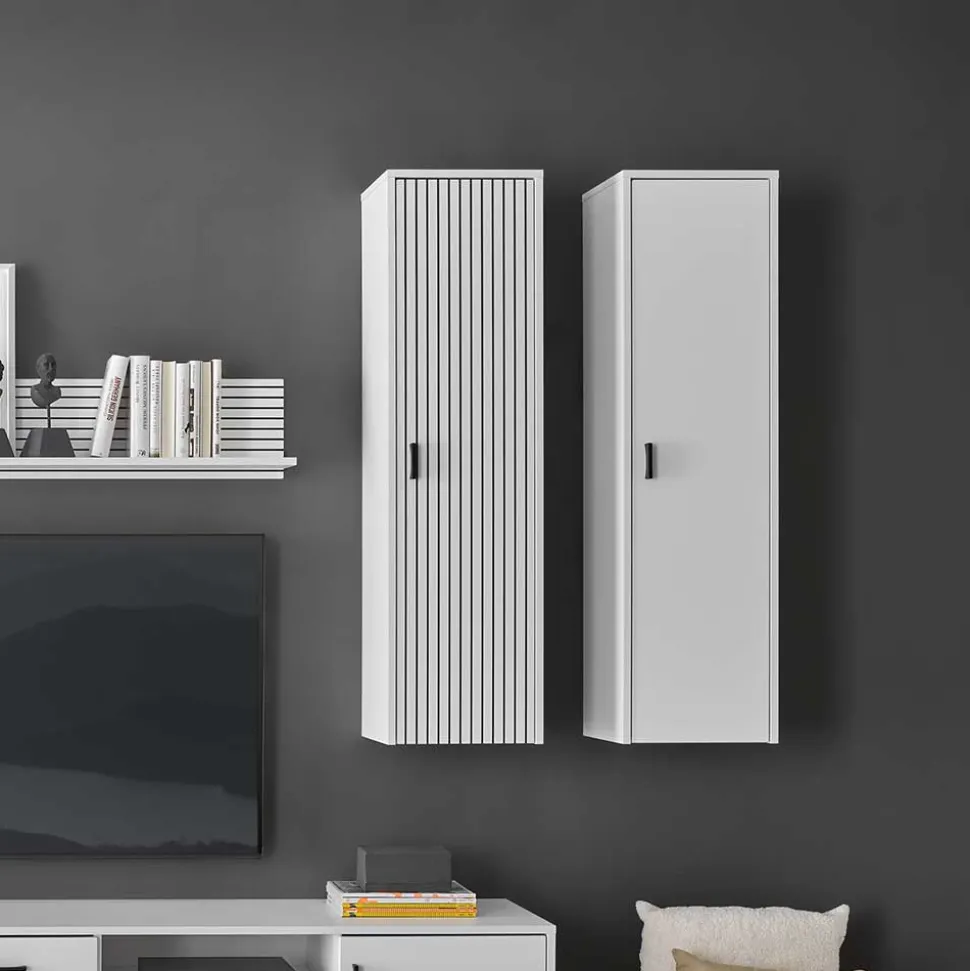 Wohnzimmer Hängeschrank in Mattweiß - Dualkos