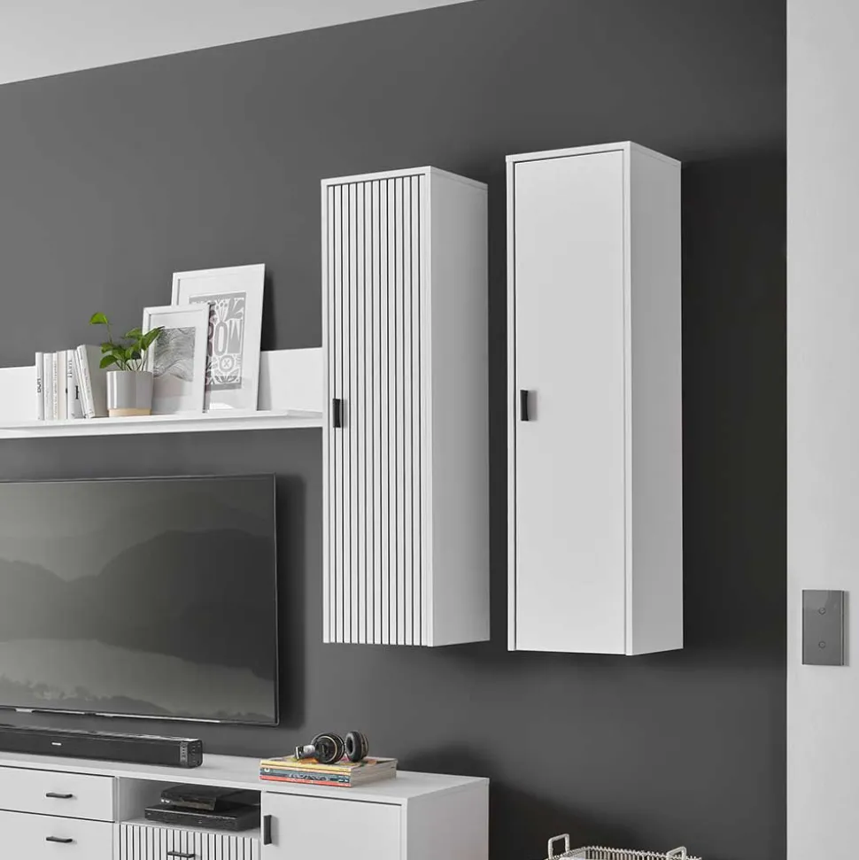 Wohnzimmer Hängeschrank in Mattweiß - Dualkos