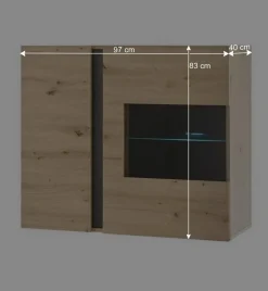 Wohnzimmer Hängeschrank mit Glas Einsatz 2-türig - Lairian