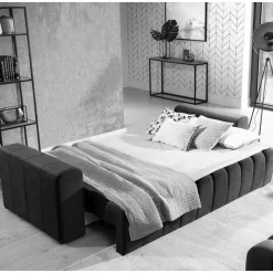 Wohnzimmer Klappsofa in Schwarz Samt - Graland