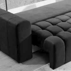 Wohnzimmer Klappsofa in Schwarz Samt - Graland
