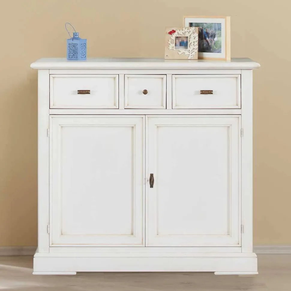 Wohnzimmer Kommode in Antikweiß - Annot