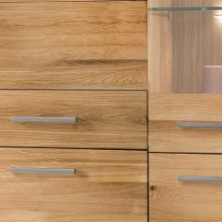 Wohnzimmer Massivholzschrank mit Glas Einsatz - Loitons