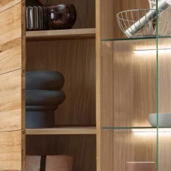 Wohnzimmer Massivholzschrank mit Glas Einsatz - Loitons