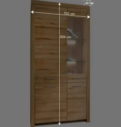 Wohnzimmer Massivholzschrank mit Glas Einsatz - Loitons