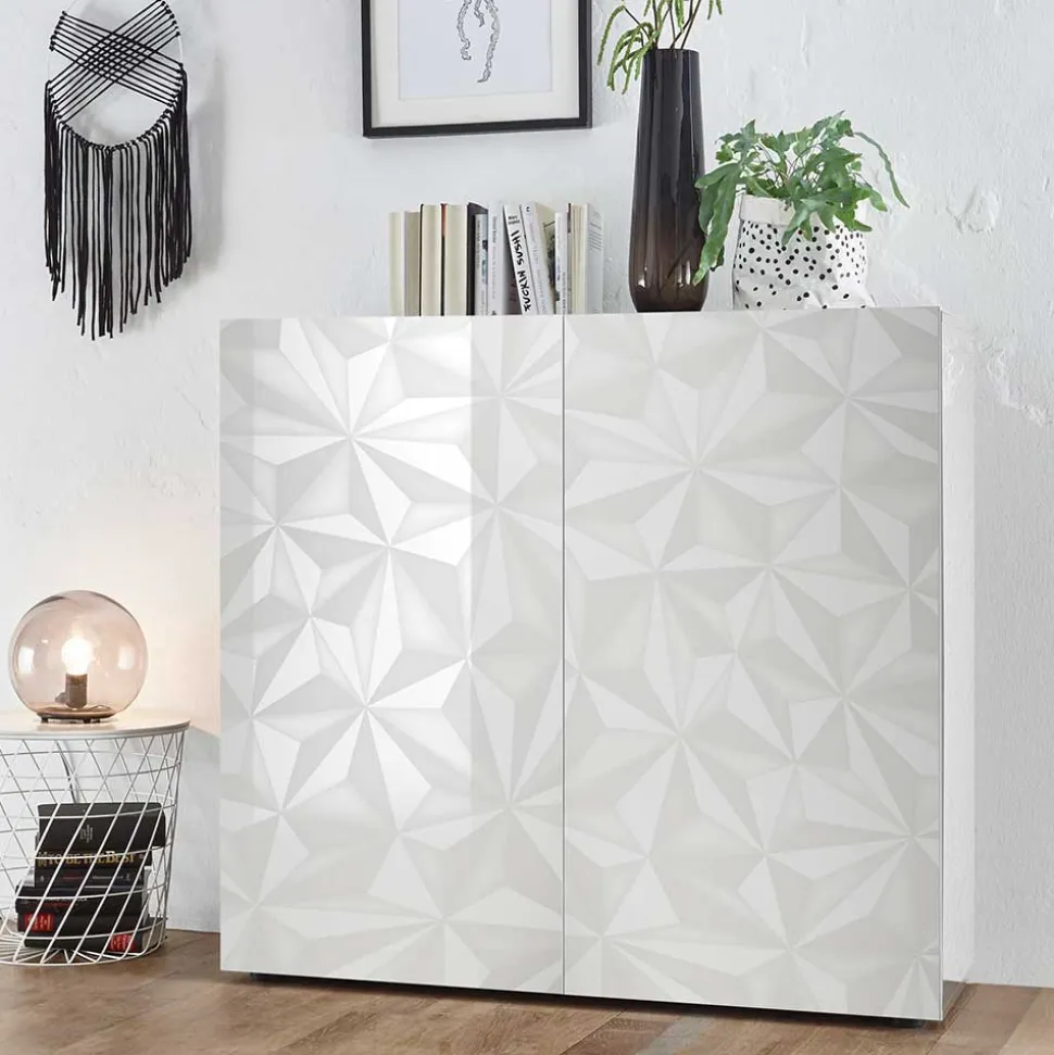 Wohnzimmer Möbel in Weiß glänzend - Vovasoma (dreiteilig)