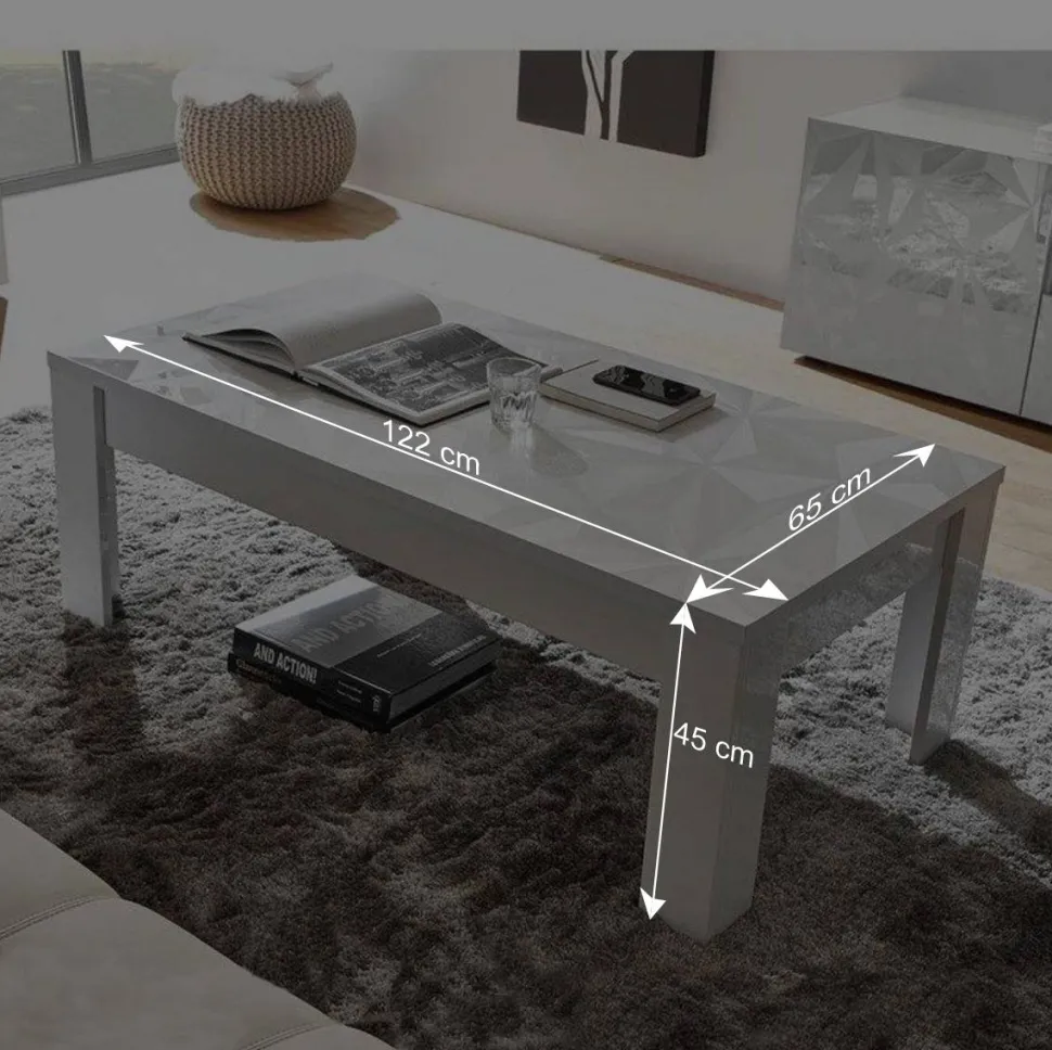 Wohnzimmer Möbel in Weiß glänzend - Vovasoma (dreiteilig)