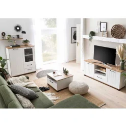 Wohnzimmer Möbel Set in Weiß - Cabinda (vierteilig)