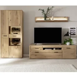 Wohnzimmer Möbelset in Asteiche Hell - Jevedaz (dreiteilig)