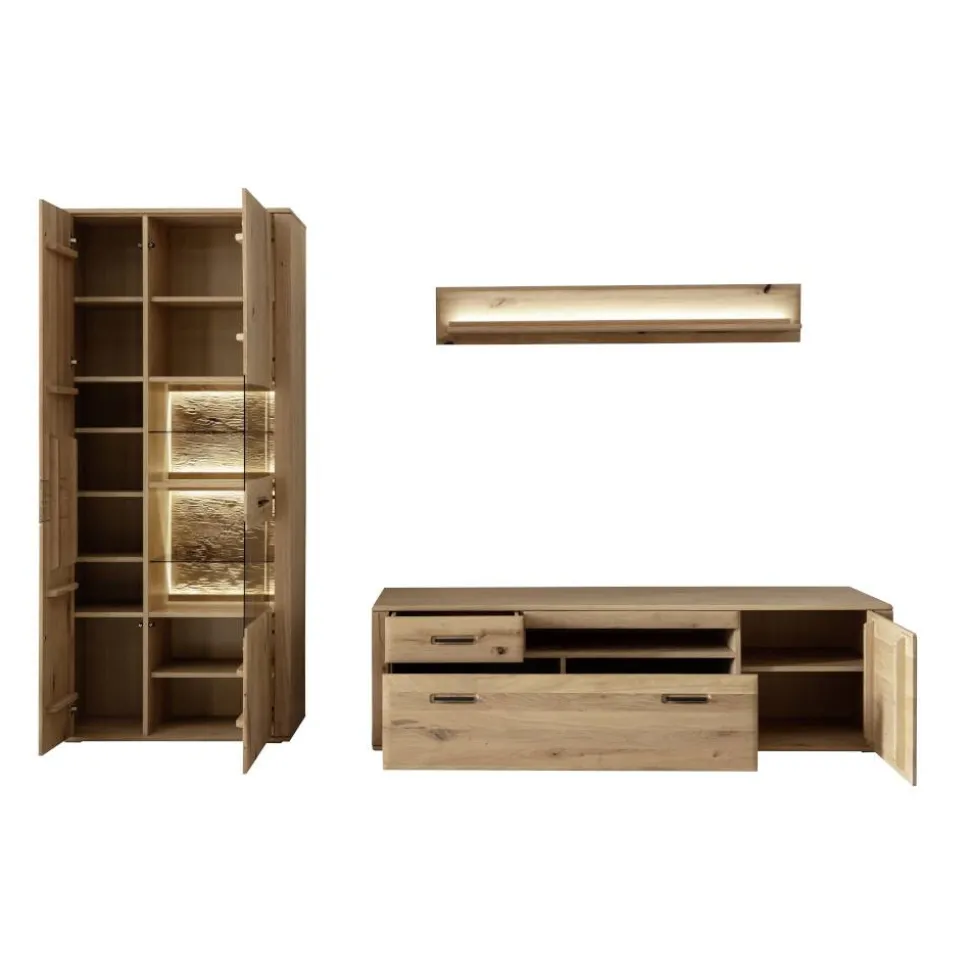 Wohnzimmer Möbelset in Asteiche Hell - Jevedaz (dreiteilig)