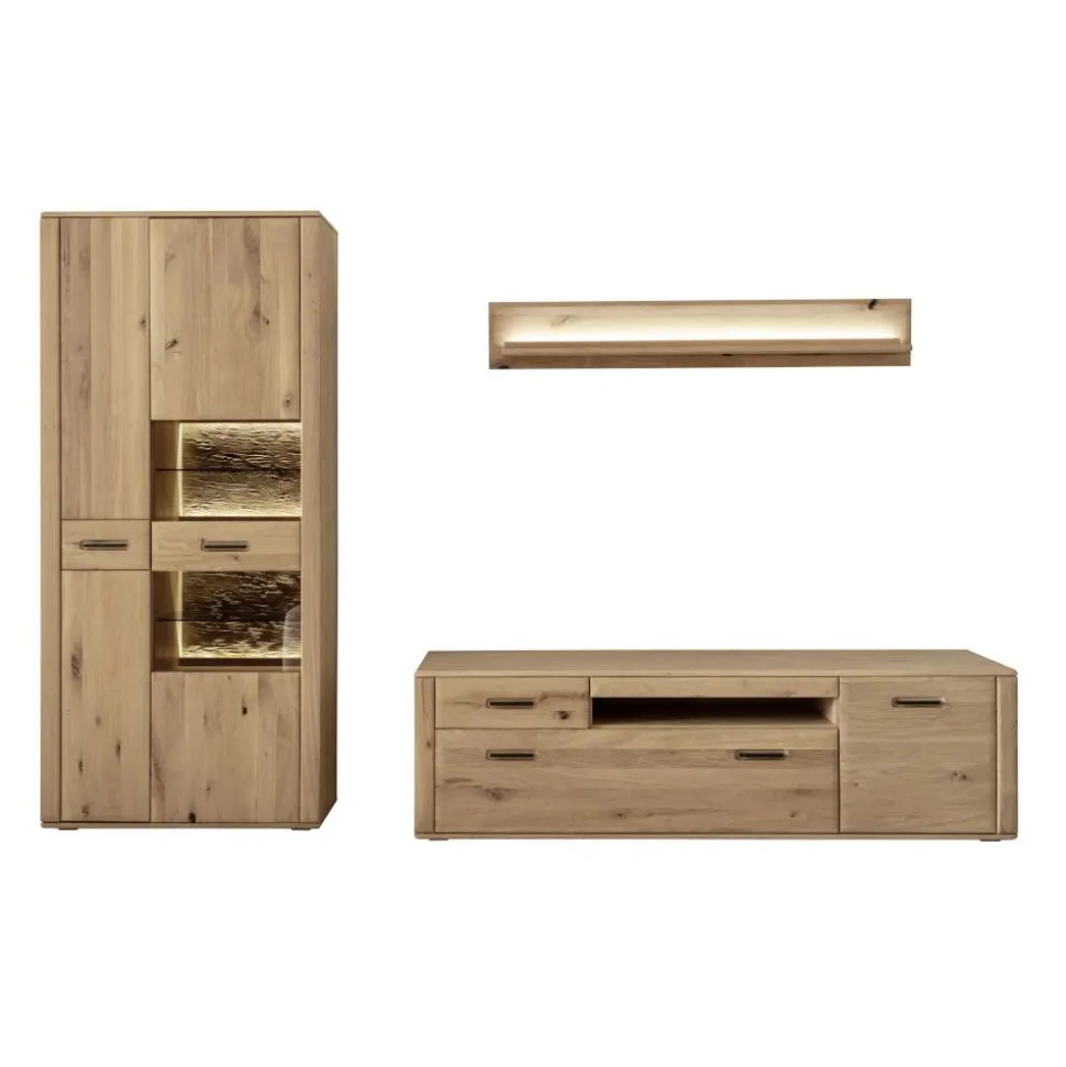 Wohnzimmer Möbelset in Asteiche Hell - Jevedaz (dreiteilig)