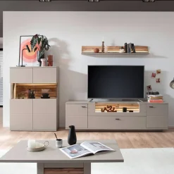 Wohnzimmer Möbelset in Grau - Teorina (dreiteilig)