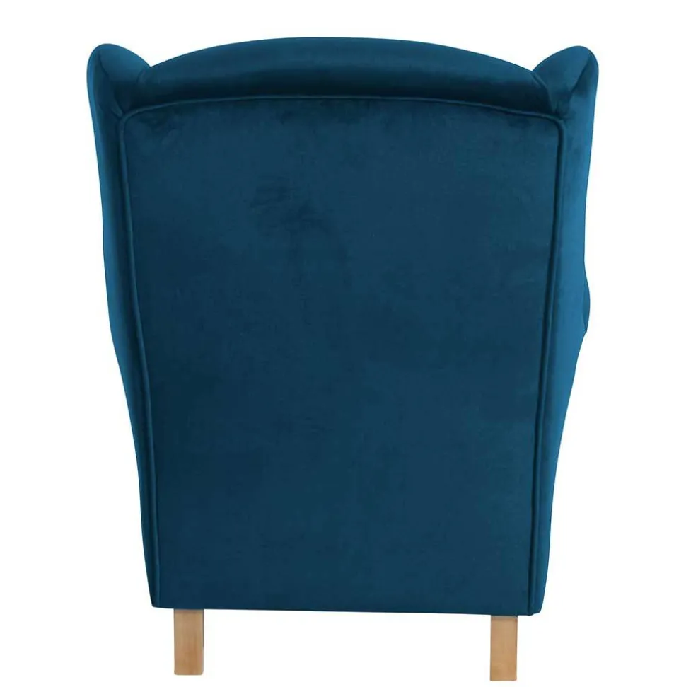 Wohnzimmer Ohrensessel aus Samtvelours in Petrol - Torabus