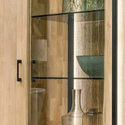 Wohnzimmer Schrank aus Asteiche Massivholz & Glas - Clenza