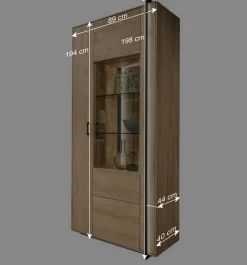 Wohnzimmer Schrank aus Asteiche Massivholz & Glas - Clenza