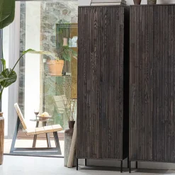 Wohnzimmer Schrank in Esche Dunkel & Schwarz - Eyes