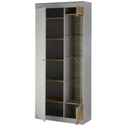 Wohnzimmer Schrank Set in Hellgrau & Zinneiche - Lioscas (vierteilig)