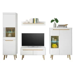 Wohnzimmer Schrankset im Skandi Design - Ginko (vierteilig)