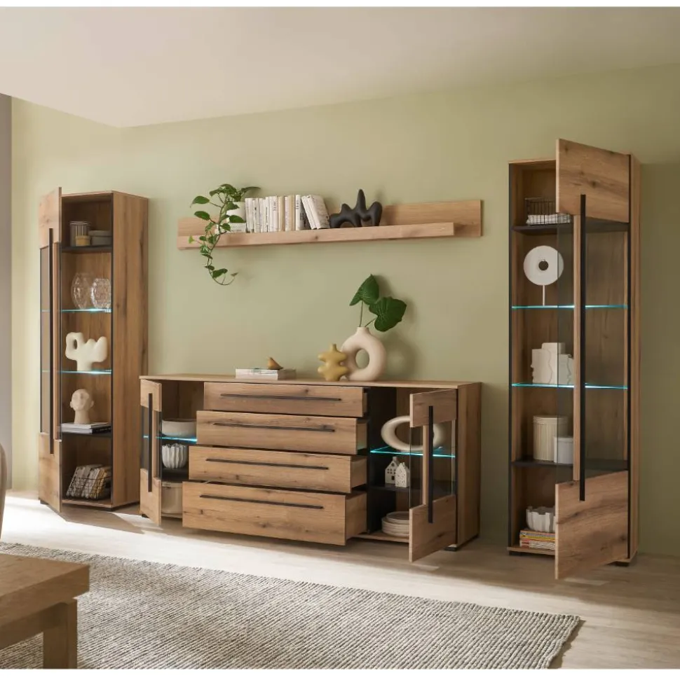 Wohnzimmer Schrankvitrinen & Wandboard - Brocus (vierteilig)