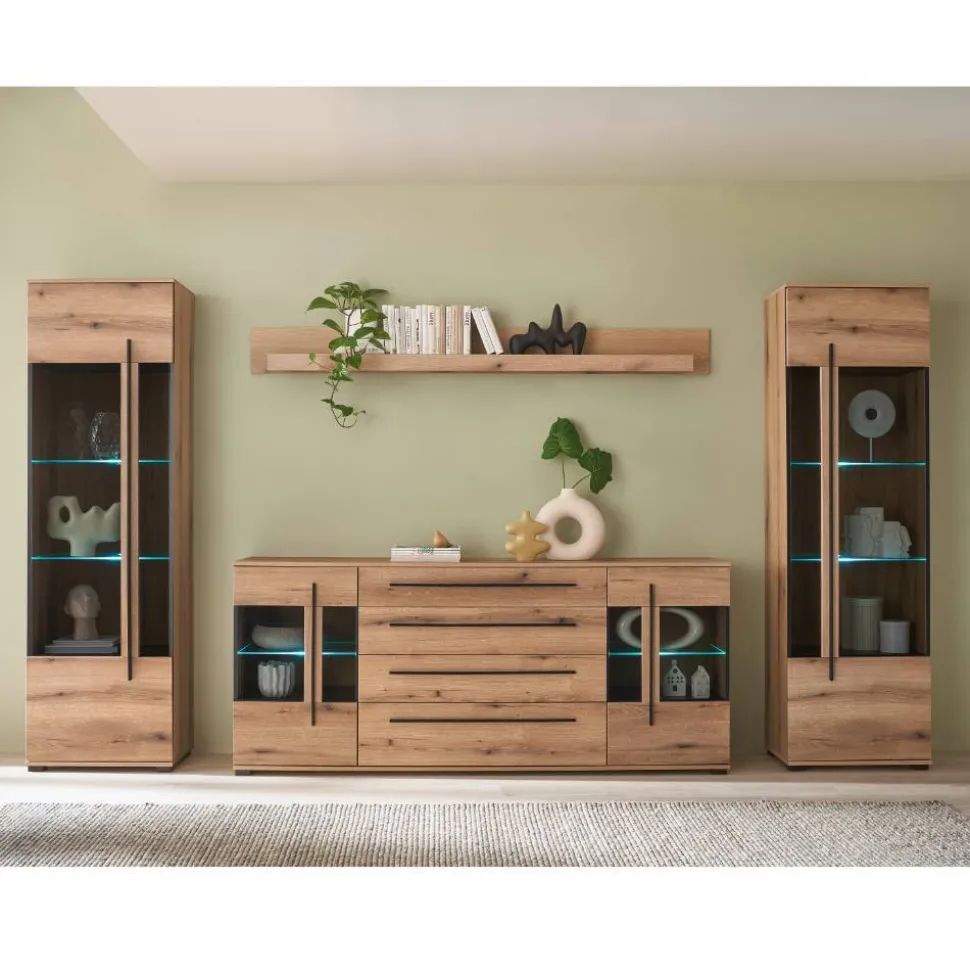 Wohnzimmer Schrankvitrinen & Wandboard - Brocus (vierteilig)