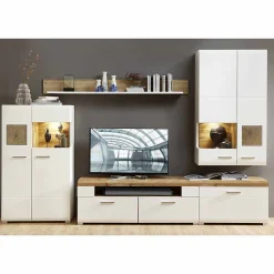 Wohnzimmer Schrankwand Lisepio mit Beleuchtung (fünfteilig)
