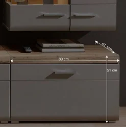 Wohnzimmer Schrankwand Lisepio mit Beleuchtung (fünfteilig)