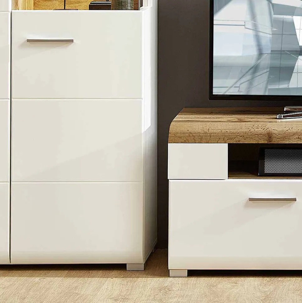 Wohnzimmer Schrankwand Lisepio mit Beleuchtung (fünfteilig)